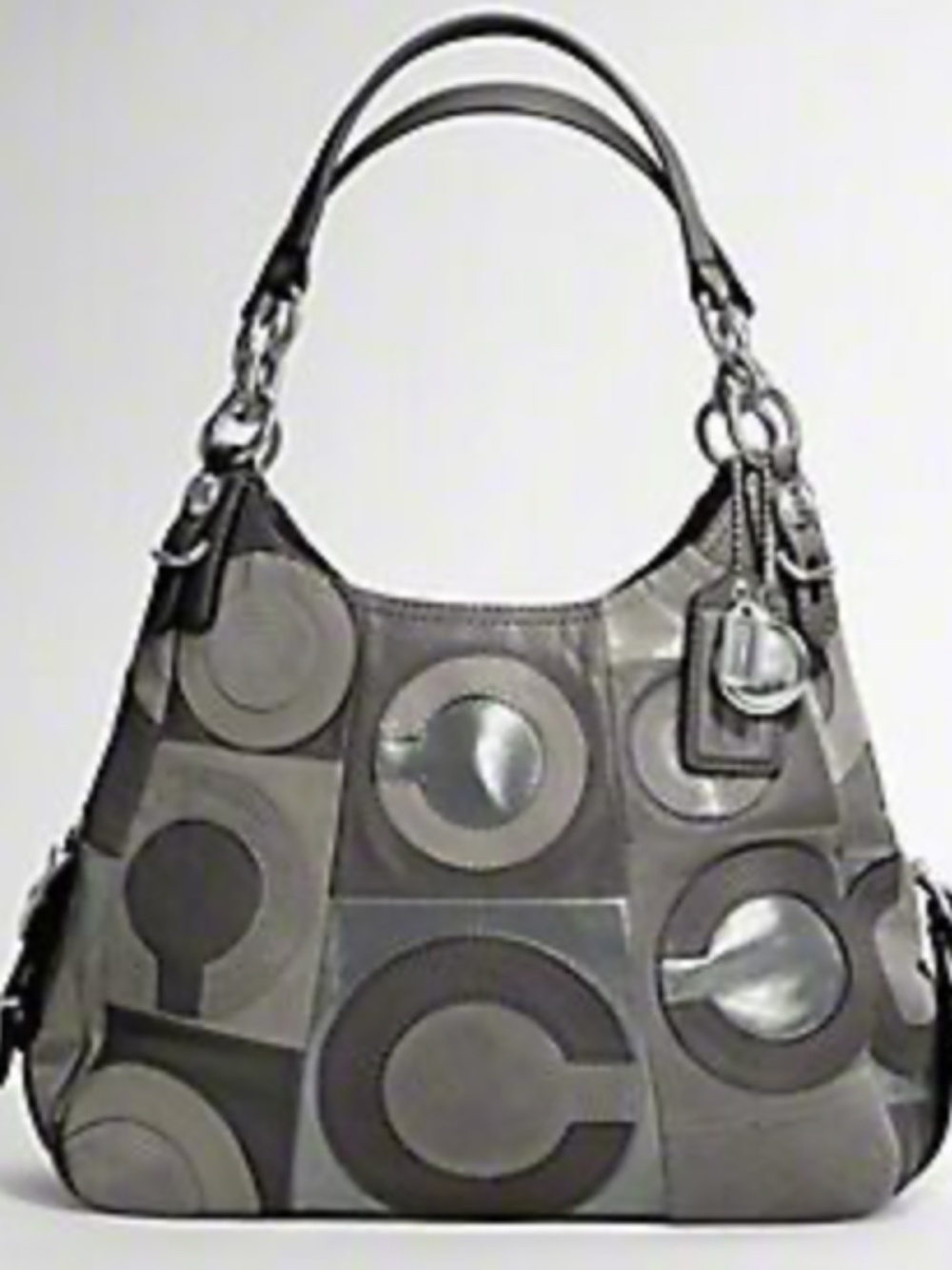 Rare Vintage Coach 15770 gray Mia Inlaid C Maggie hobo bag